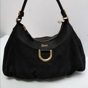 Gucci Guccissima Abbey D-Ring Shoulder Bag (Black) with Gold hardware